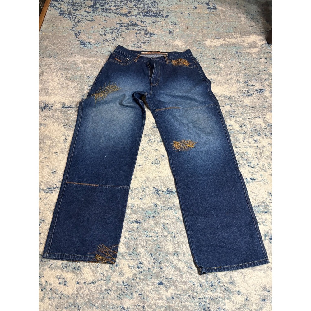 Vintage ENYCE Denim Set 2003 Jacket Large Jeans 32 Y2K Hip Hop Embroidered - Picture 7 of 10